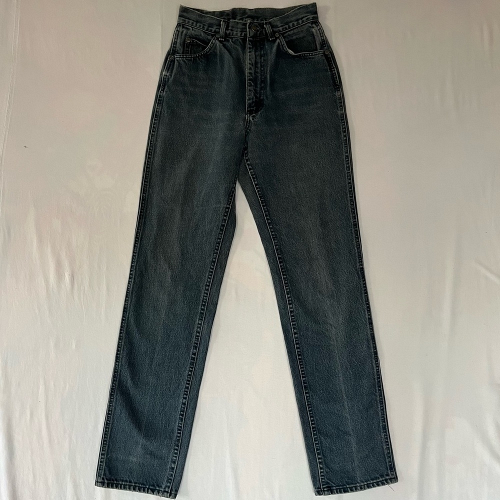 Vintage Lee Made USA High Rise Straight Leg Mom Jeans Size 9 Long Tall 90s Denim - Picture 2 of 13